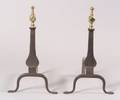 Brass and Iron Knife Blade Andirons