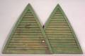 Pair of Green Painted Wooden Arched Louvers