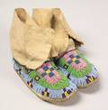 Central Plains Beaded Hide and Cloth Childs Moccasins