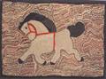 Wool Hooked Rug with Running Horse Motif