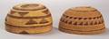 Two Northern California Polychrome Twined Basketry Hats