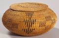 Western Polychrome Coiled Basketry Bowl and Cover