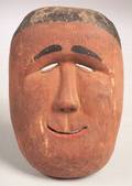 Inuit Polychrome Carved Wood Mask
