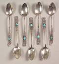 Seven Southwest Silver and Turquoise Spoons