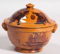 Redware Pottery Covered Sugar Bowl