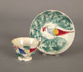 Childs teal spatter cup and saucer 19th c