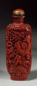 Large Cinnabar Snuff Bottle