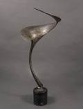 Modern Silvered Bronze Cyclone Form Sculpture