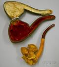 Woman with a Dog Carved Meerschaum Cheroot Pipe