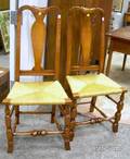 Pair of Queen Anne Maple Yokeback Side Chairs with Spanish Feet
