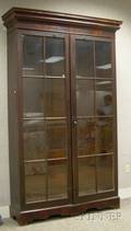 Empire Glazed Mahogany and Mahogany Veneer TwoDoor Book Cabinet