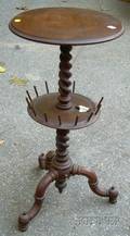 Victorian Walnut Twistturned CandleSewing Stand