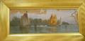 Framed Oil on Canvas View of Venetian Boats by Walter Francis Brown American 18531929