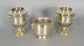 Pair of silver plated wine holders together with an ice bucket