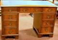 Georgianstyle Leatherinset Flattop Mahogany and Mahogany Veneer Doublepedestal Desk