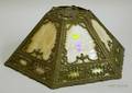 Hexagonal Cast Metal and Slag Glass Lamp Shade