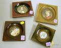 Three Framed Miniature Handpainted Portraits and a Framed Miniature Portrait Print