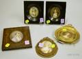 Four Framed European Miniature Handpainted Portraits of Ladies and a Framed Miniature Handpainted Portrait of