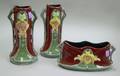 Threepiece Czech Glazed Ceramic Console Set