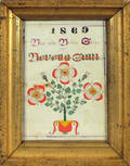 Ohio watercolor fraktur bookplate dated 1869