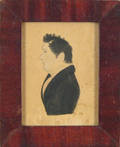 New England pencil and watercolor silhouette of a gentleman ca 1830