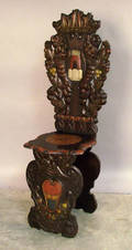 Carved and painted sgabello chair