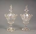 Pair of British Colorless Cut Glass Sweetmeat Jars