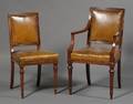 Set of Eleven William IV Mahogany and Leatherupholstered Dining Chairs