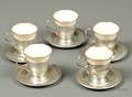 Boxed Set of Eight Wallace Sterling and Lenox Porcelain Demitasse Cups and Saucers