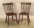 Pair painted plank seat chairs