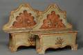 Pair of Italian Polychrome Painted Pine Wooden Highback Banquettes