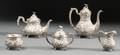 esFive Piece Stieff Sterling Baltimore Rose Repousse Tea and Coffee Service