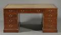 English Yew Wood Pedestal Partners Desk