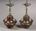 Pair of Japanese Export Patinated Bronze Balusterform Lamp Bases
