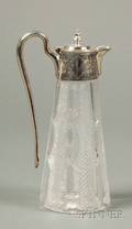 Silver Plate Mounted Colorless Cut Glass Claret Jug