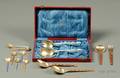 Group of Norwegian Goldwashed Sterling and Enamel Flatware