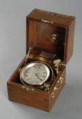 British Brass Chronometer with Brassmound Mahogany Case