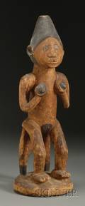 African Carved Wood Female Figure