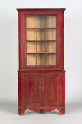 Pennsylvania cherry two part corner cupboard 19th c