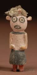 Southwest Polychrome Carved Wood Mudhead Katcina