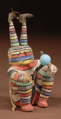 Southwest Polychrome Carved Wood Rainbow Clown Figure