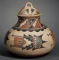 Large Southwest Polychrome Pottery Jar with Lid