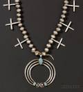 Southwest Silver and Turquoise Cross Necklace