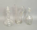 Two clear glass decanters 13 34 h