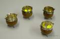 Set of Four English Sterling Silver Mounted Oak Kettleform Salts
