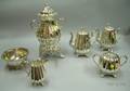 Fivepiece Reed  Barton Rococostyle Silver Plated Tea and Coffee Set with a James Dixon  Sons Silver Plated Ivyfooted Bowl