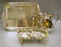 Silver Plated Serving Tray Pitcher and Twopart Shellshaped Serving Dish