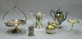 Five Silver Plated Table Items and a Sterling Silver Compote
