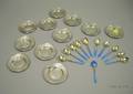Set of Eleven Enameled Sterling Silver Demitasse Spoons and a Set of Eleven Gorham Sterling Silver Nut Dishes