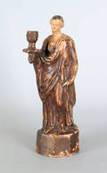 Extremely rare earthenware figural candlestick ca 1885